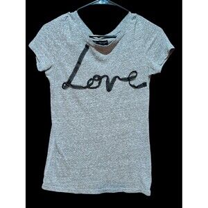 American Eagle T Shirt Love In Black Ribbon Grey Heather, Slim Fit, Small
